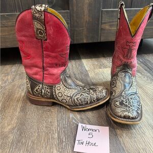 Tin Haul Brown and Yellow Western Boots